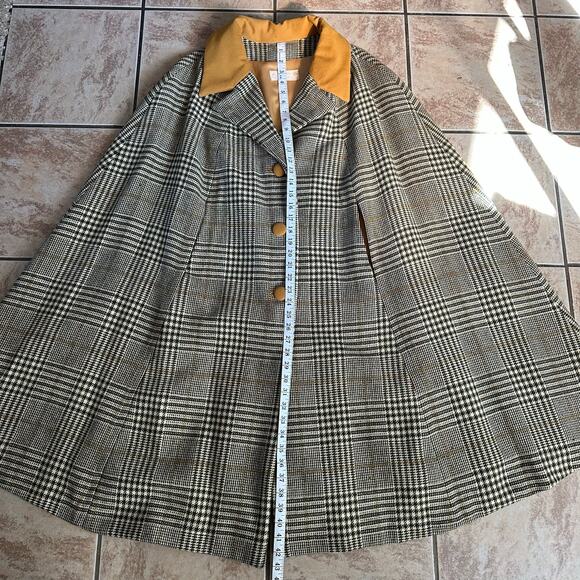 Pendleton Womens Vintage Plaid Cape 100% Wool One Size Yellow Collar Tartan - Picture 8 of 9